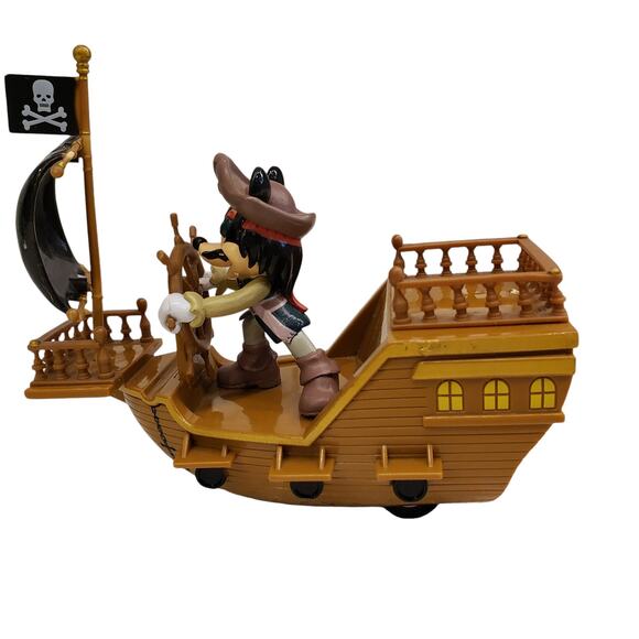Disney Parks Pirates of the Caribbean Mickey Red White Pullback Pirate Ship - Picture 5 of 11